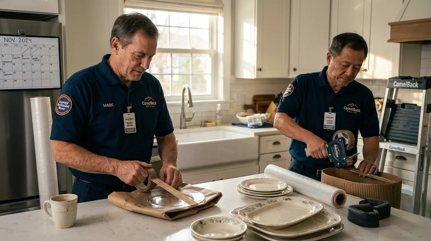 Professional crew packing kitchen dishware in Van Nuys, CA